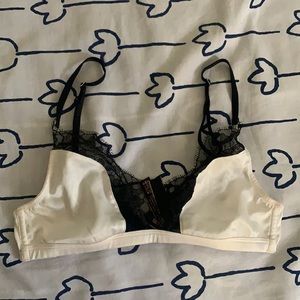 Victoria’s Secret White Silk and Black Lace Bralette